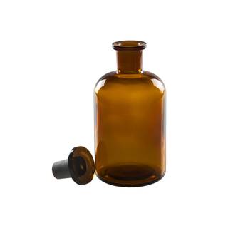 Obrázok ku produktu Reagenčná fľaša úzkohrdlá, hnedá so zabrúsenou zátkou 250ml