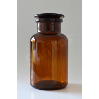 Obrázok ku produktu Prachovnica širokohrdlá, okrúhla, hnedá so zabrúsenou zátkou 1000ml