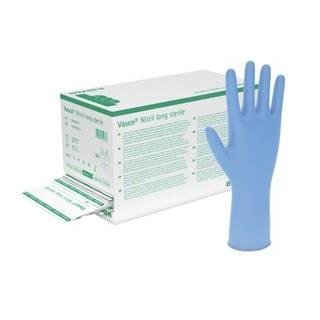 Obrázok ku produktu VASCO Nitril Long veľkosť M vyšetrovacie nitrilové rukavice, extra dlhé, sterilné