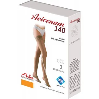 Obrázok ku produktu AVICENUM 140 DEN stehenné pančuchy s krajkou a zosilnenou pätou telové - 8030