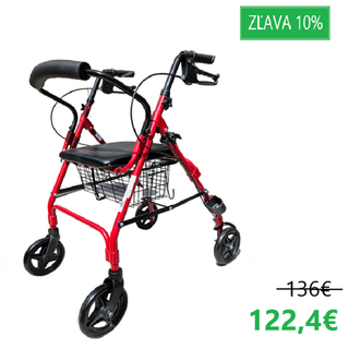 Obrázok ku produktu REHAFUND RF-615/C chodítko 4-kolesové pre seniorov DENVER PREMIUM červené